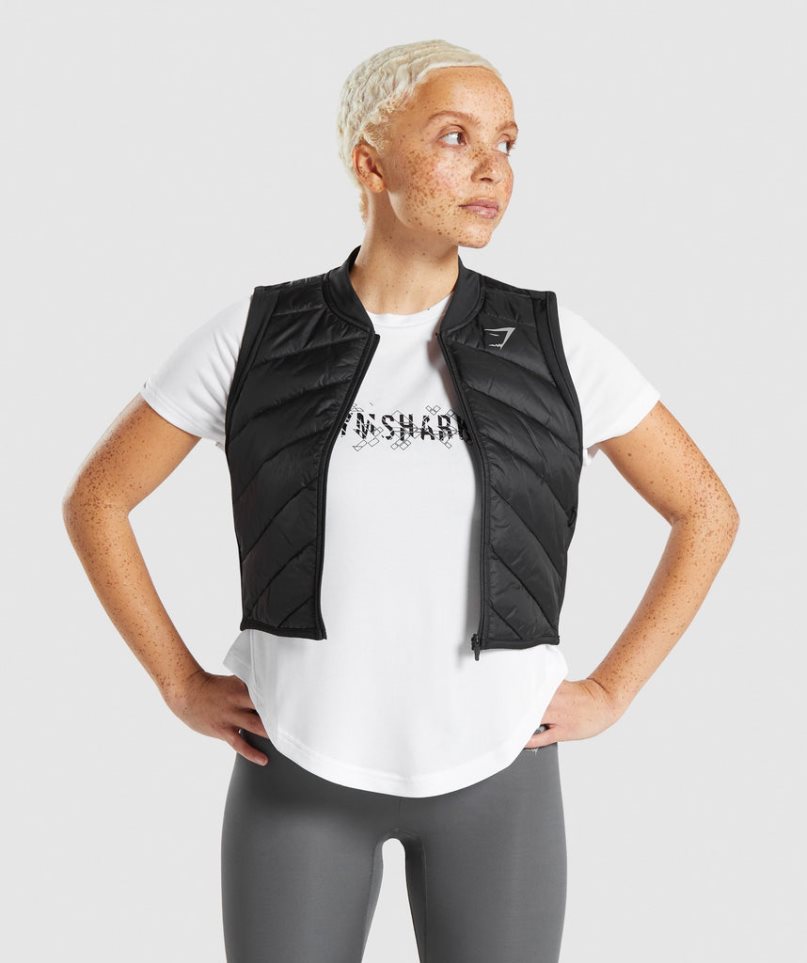 Kurtka Gymshark Speed Gilet Damskie Czarne | PL 493BRK